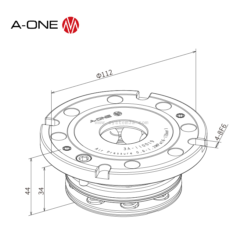 Built-in installation type zero point system chuck 3A-110019