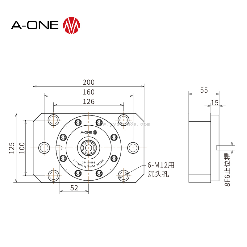 Single zero-point positioning chuck 3A-110105P