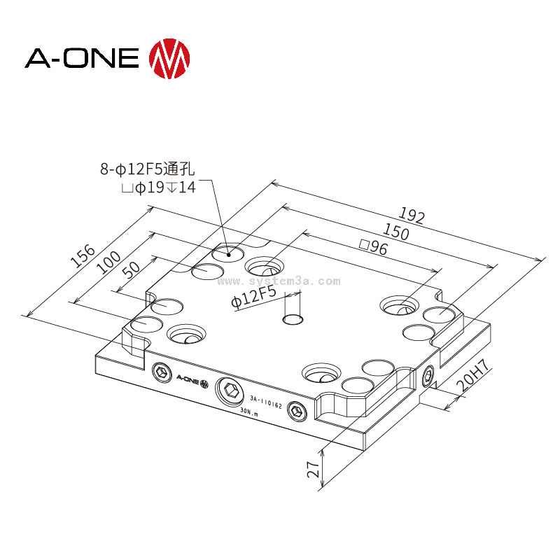 Fast manual zero point plate 3A-110162