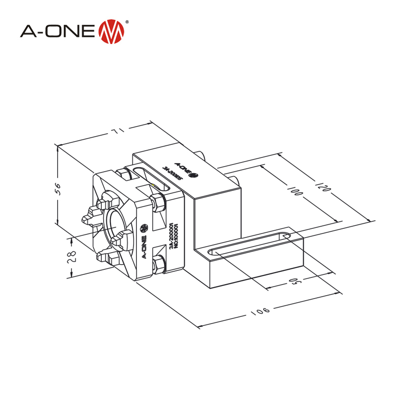Clamping chuck 50 RSA/UnoSet on adapter plate R=100mm 3A-200105