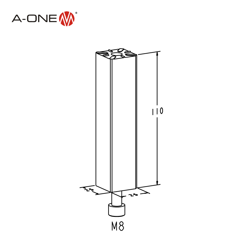 Holder straight 25X25X110mm 3A-300014