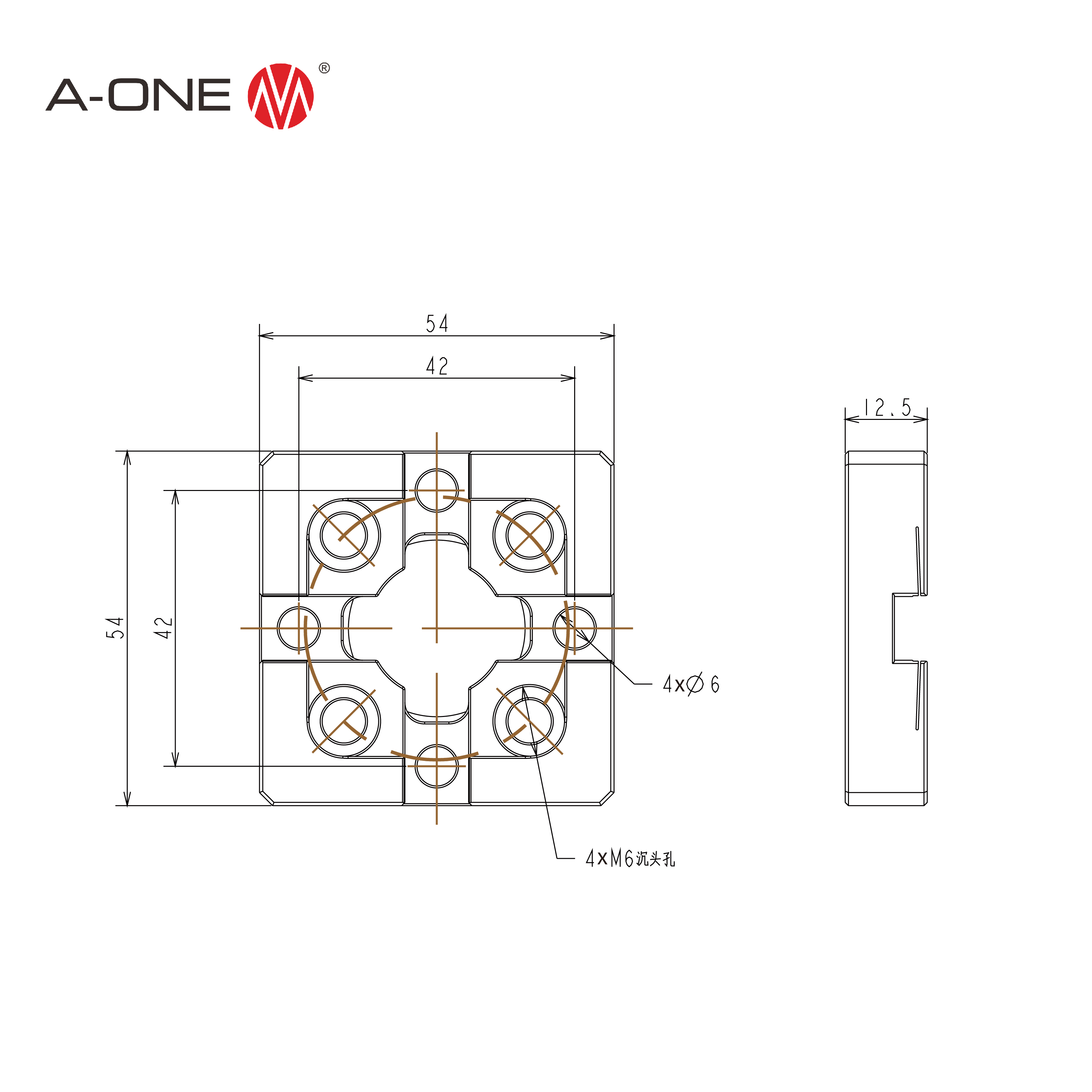 R 54 Centering Plate 54*54 mm 3A-400108